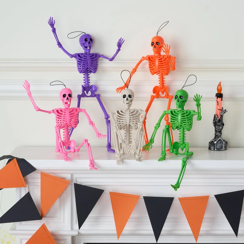 5 PCS Posable Halloween Skeleton Decor 16 Inches