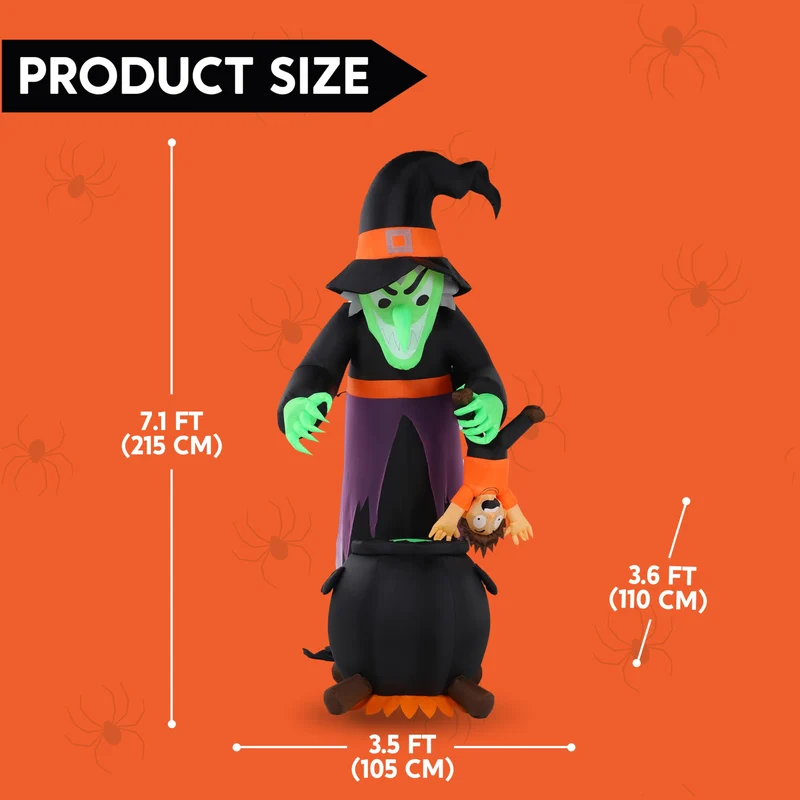 7FT Halloween Witch Animated Inflatable Decoration