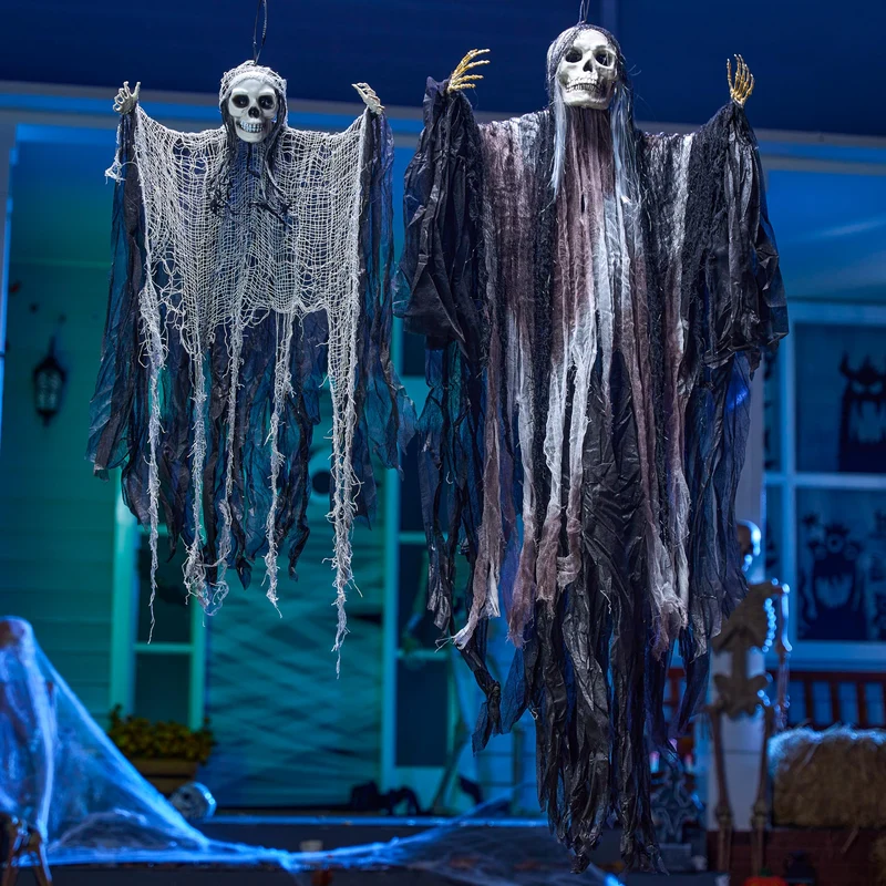 2 Pcs Halloween Hanging Grim Reaper Decorations Outdoor