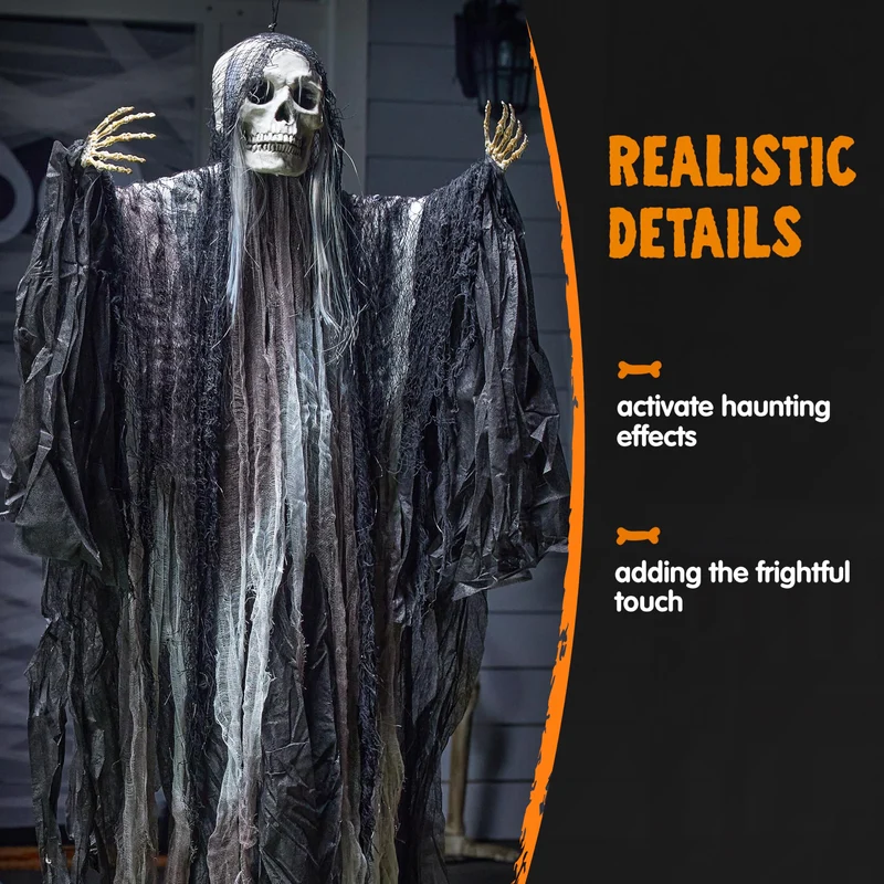 2 Pcs Halloween Hanging Grim Reaper Decorations Outdoor