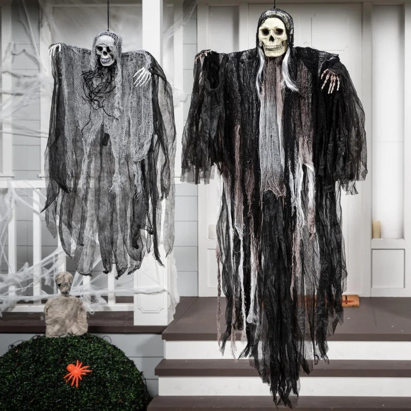 2 Pcs Halloween Hanging Grim Reaper Decorations Outdoor