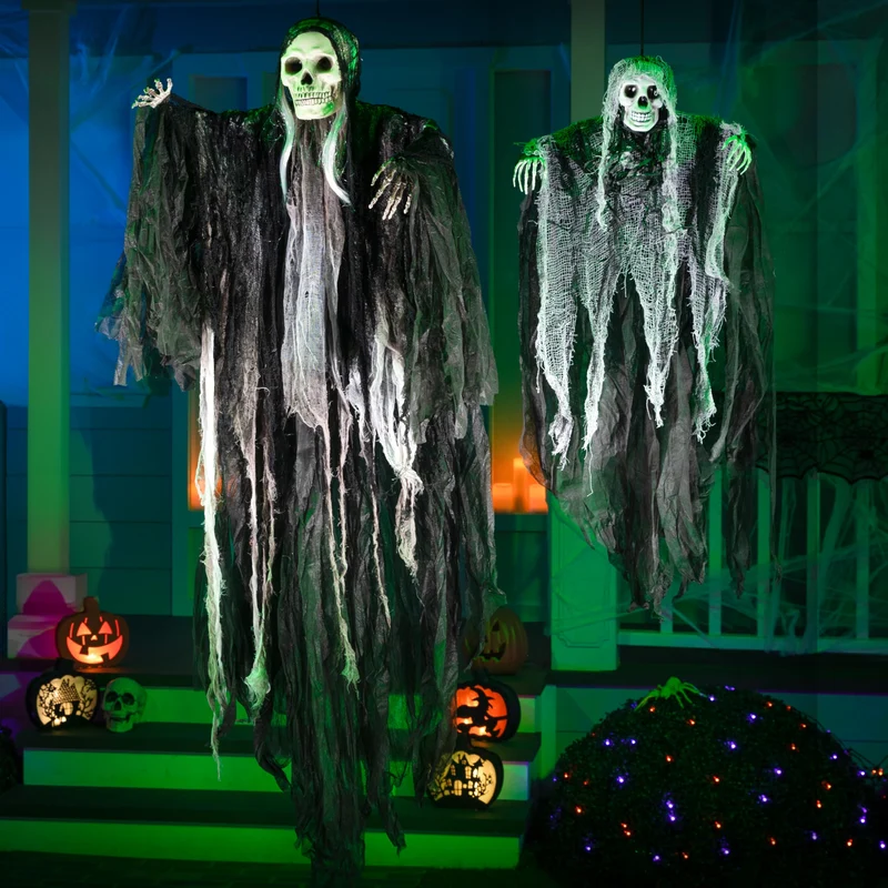 2 Pcs Halloween Hanging Grim Reaper Decorations Outdoor