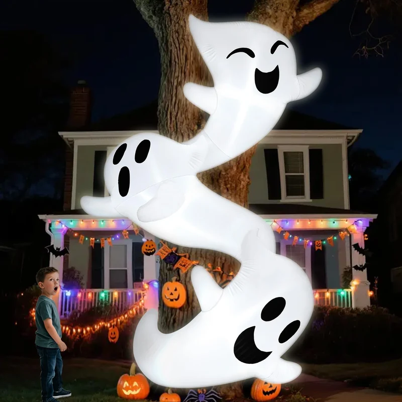 8ft Inflatable Ghosts Hugging Tree