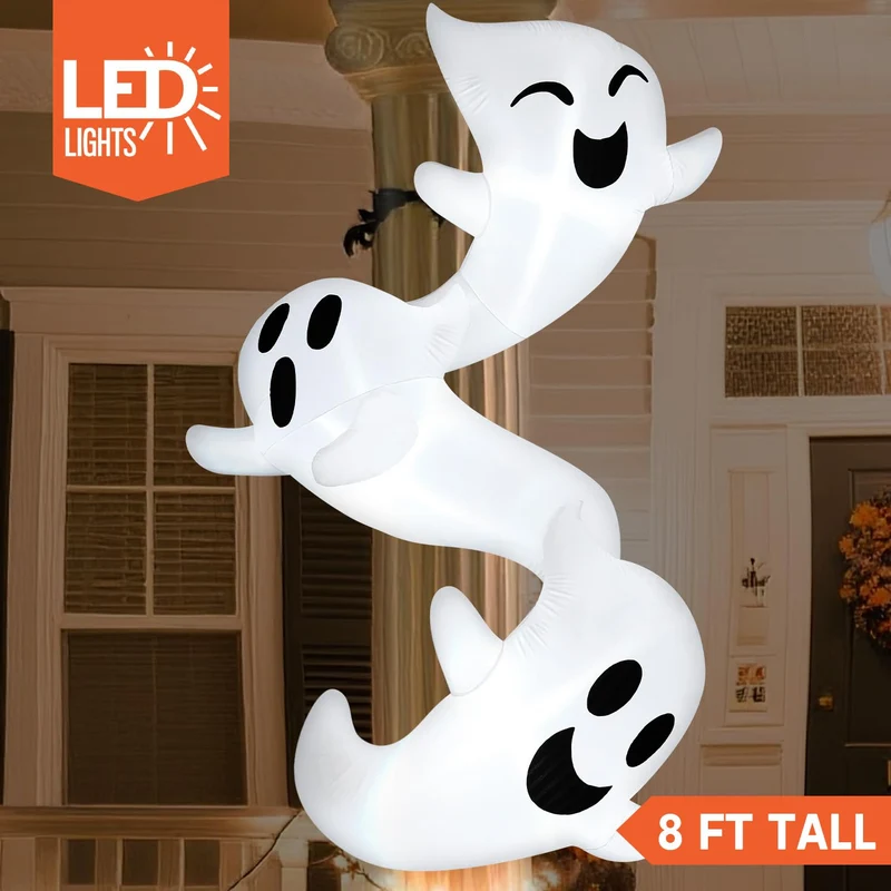 8ft Inflatable Ghosts Hugging Tree