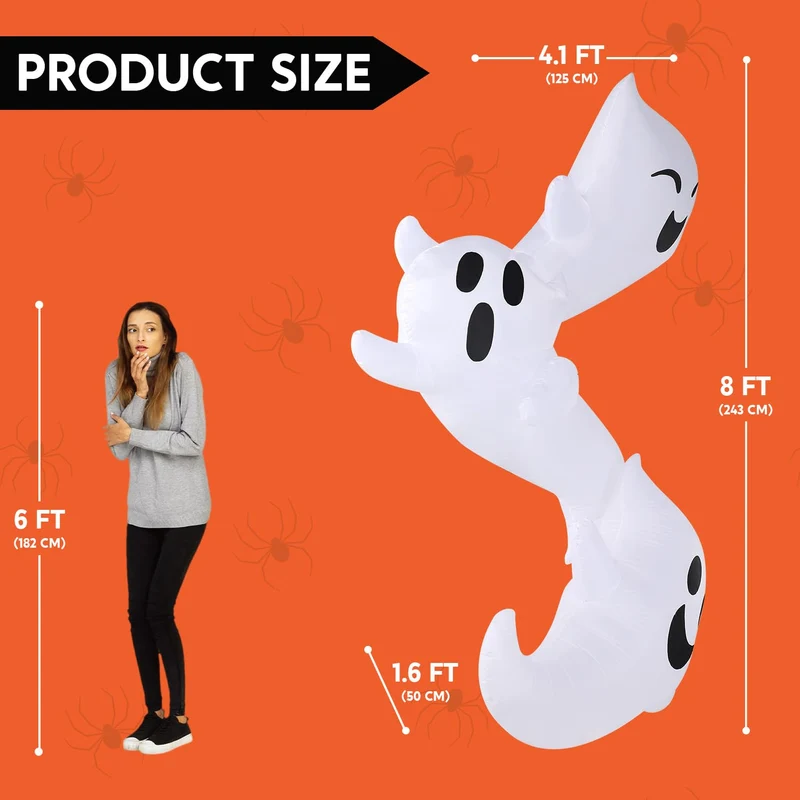 8ft Inflatable Ghosts Hugging Tree