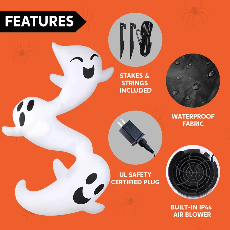 8ft Inflatable Ghosts Hugging Tree