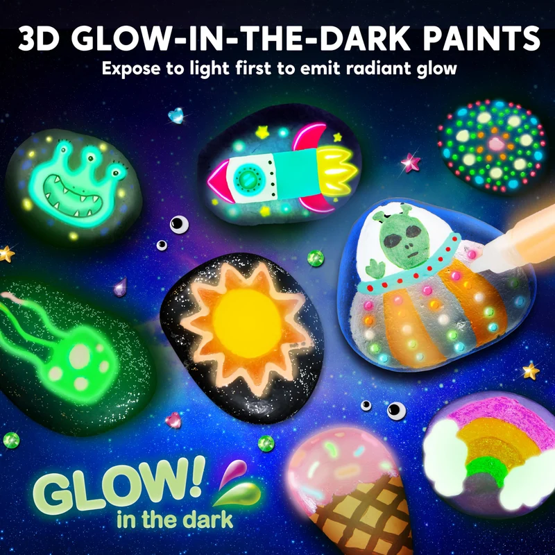 Rock Painting Kit- Glow in The Dark Rock Kit for Kids