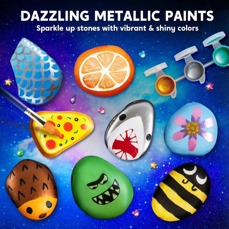 Rock Painting Kit- Glow in The Dark Rock Kit for Kids