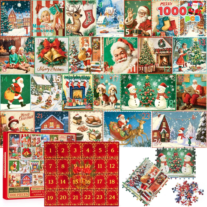 1000 PCS 24 Days Christmas Advent Calendar Puzzles