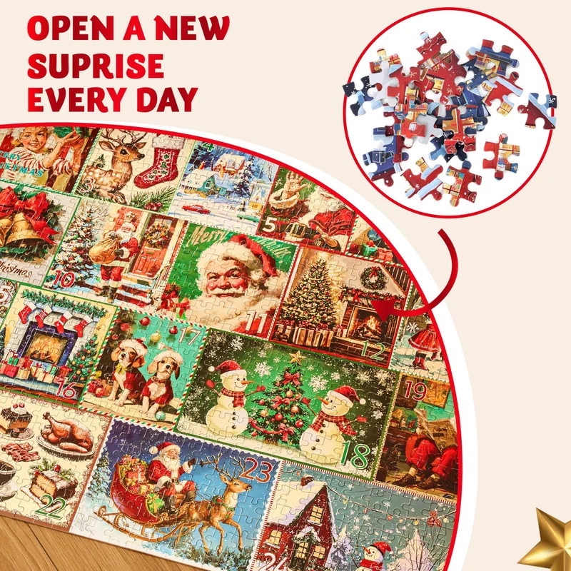 1000 PCS 24 Days Christmas Advent Calendar Puzzles