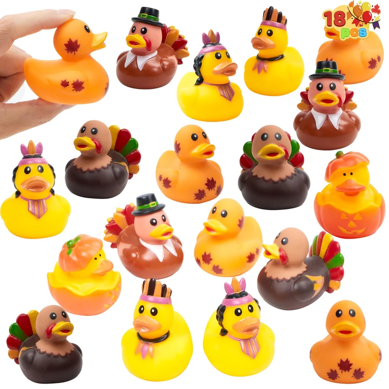 18PCS Thanksgiving Rubber Ducks for Boys Girls Kids & Toddlers