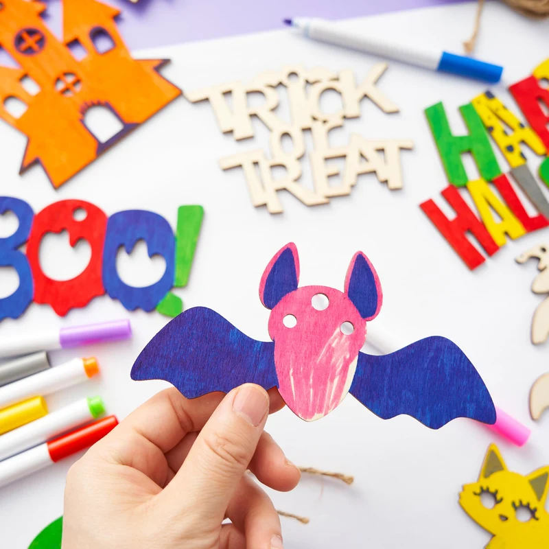 36 Pcs Halloween Craft Wooden Painting Kit