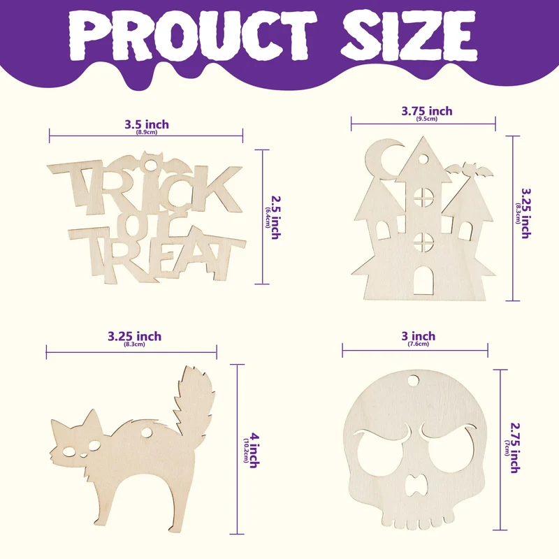 36 Pcs Halloween Craft Wooden Painting Kit