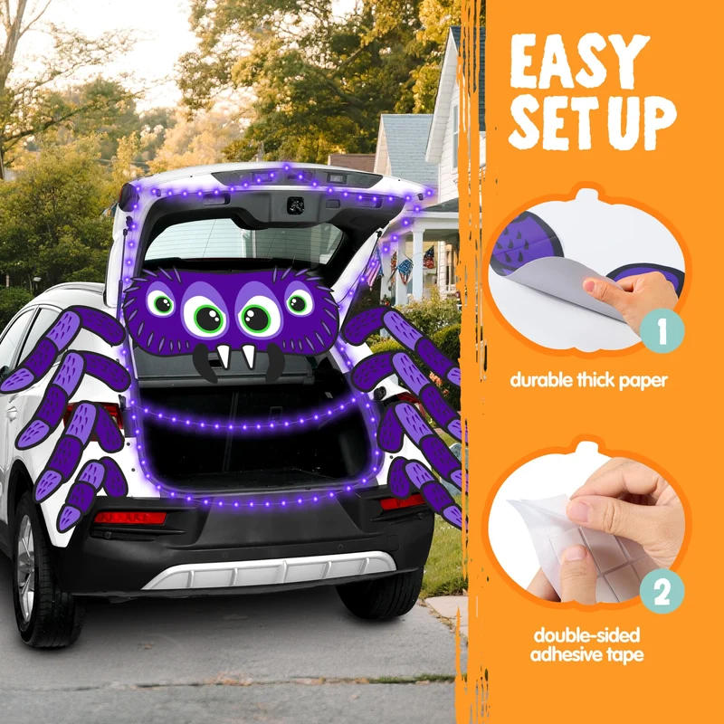 Halloween Trunk or Treat Car Decorations Kit Spider Theme