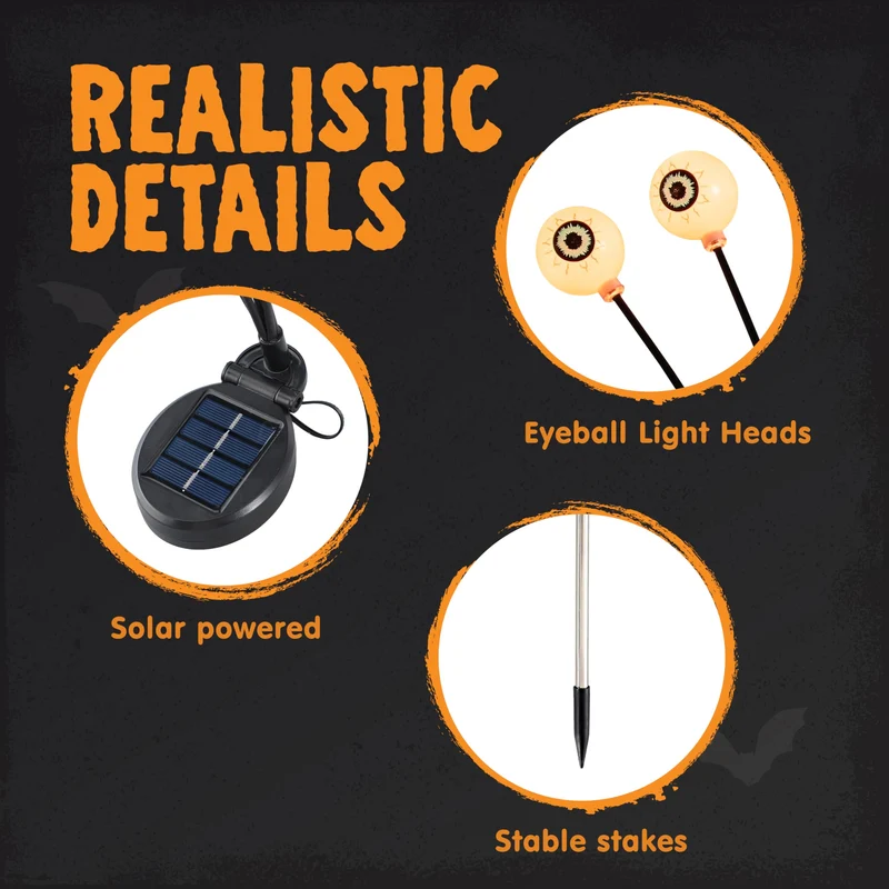 Halloween Decorations Outdoor Solar Scary Eyeball Lights-Warm White