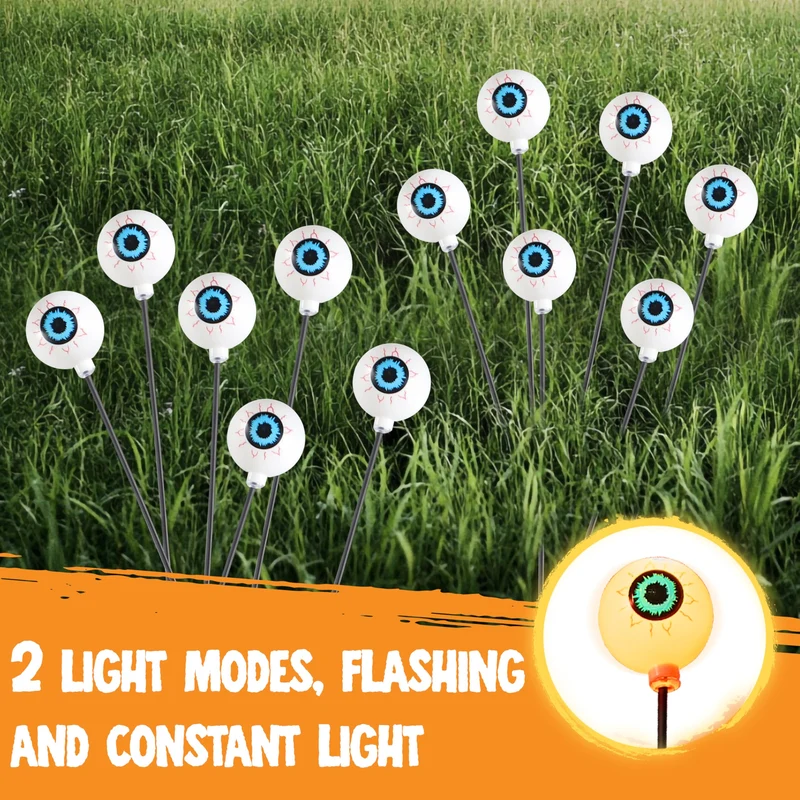 Halloween Decorations Outdoor Solar Scary Eyeball Lights-Warm White