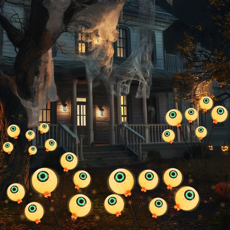 Halloween Decorations Outdoor Solar Scary Eyeball Lights-Warm White