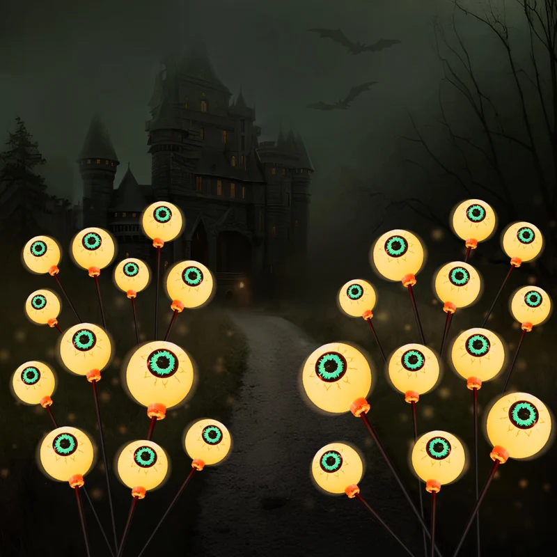 Halloween Decorations Outdoor Solar Scary Eyeball Lights-Warm White