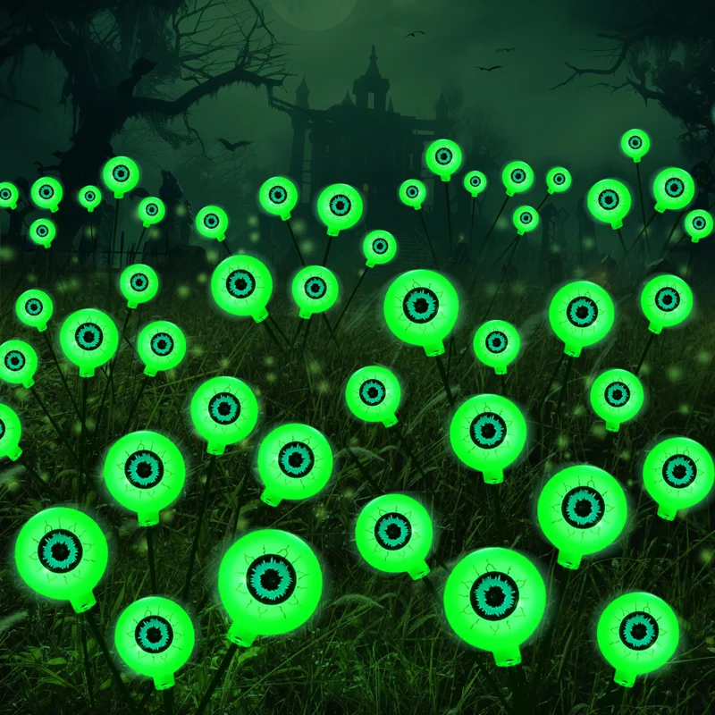 Halloween Decorations Outdoor Solar Scary Eyeball Lights-Spooky Green