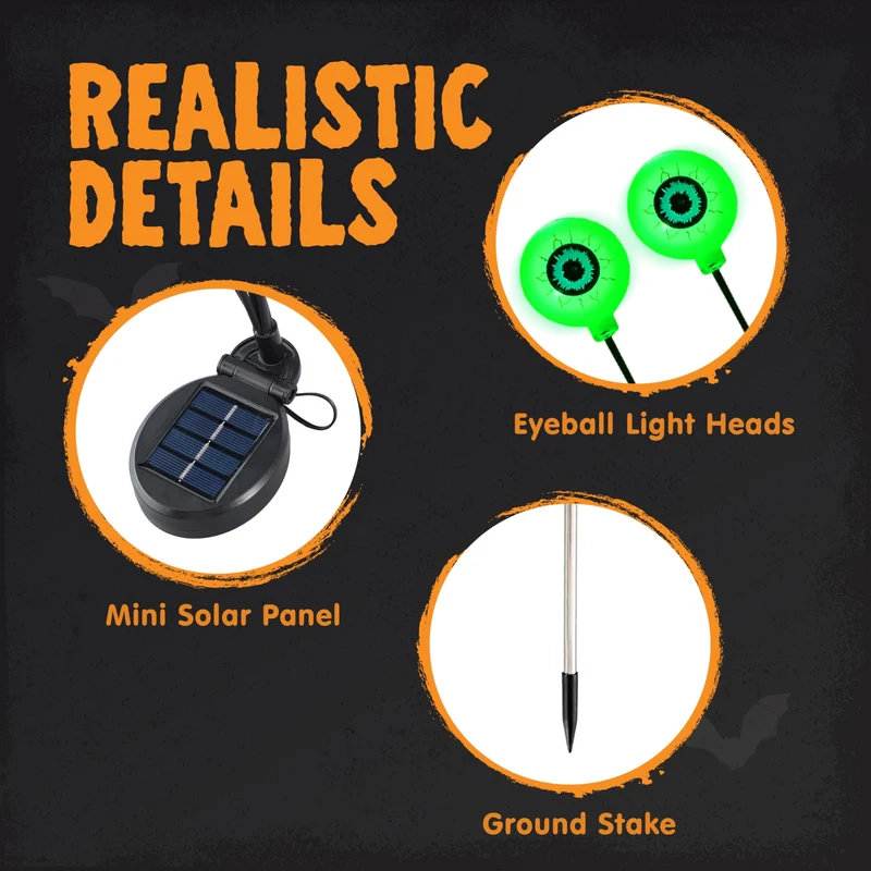 Halloween Decorations Outdoor Solar Scary Eyeball Lights-Spooky Green