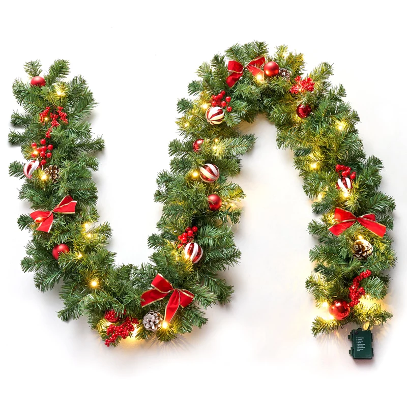 9FT Christmas Garland with Lights