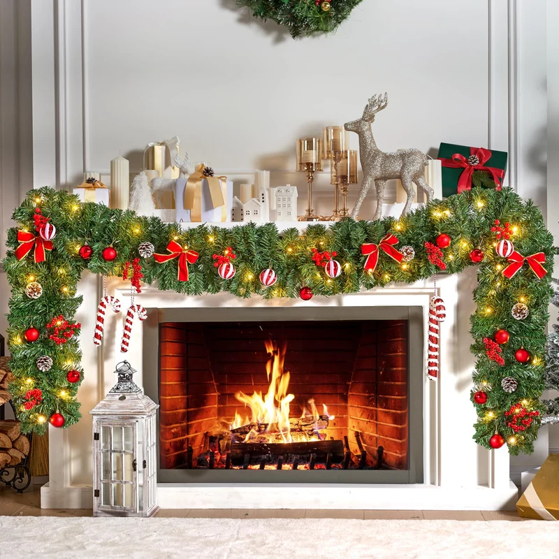 9FT Christmas Garland with Lights