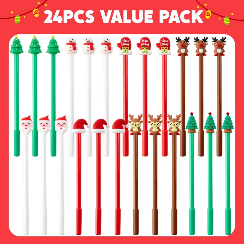 24 PCS Christmas Fun Pens Bulk