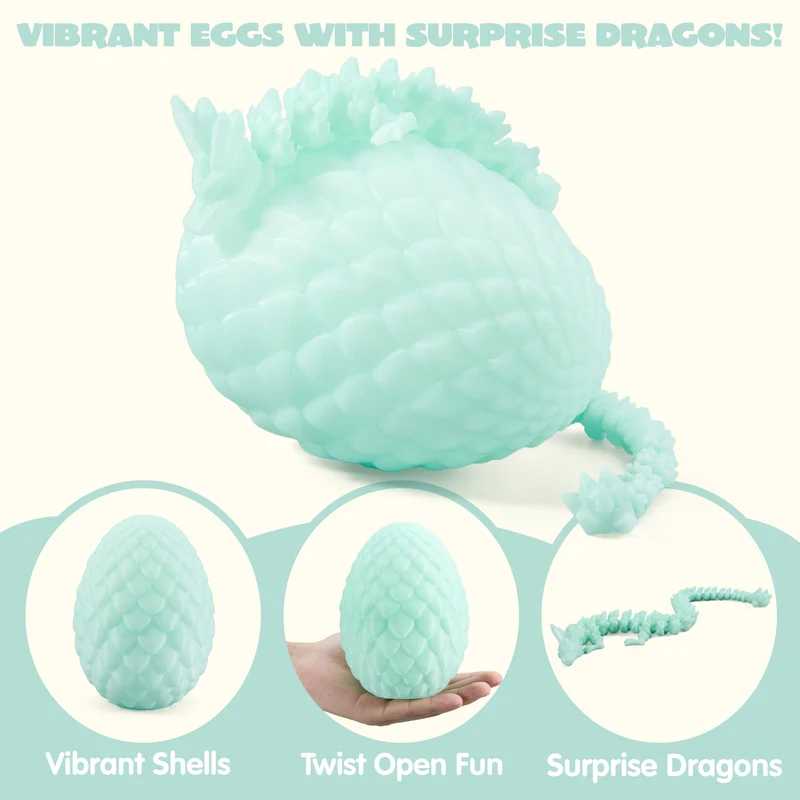 3D Printed Dragon Eggs with 12" Laser Glow Dragon Inside