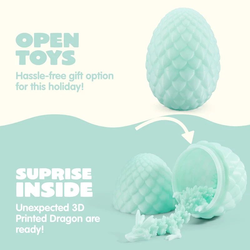3D Printed Dragon Eggs with 12" Laser Glow Dragon Inside