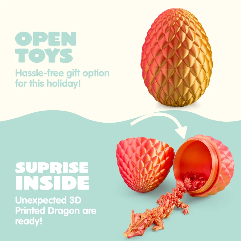 3D Printed Dragon Eggs with 12" Laser Red Dragon Inside
