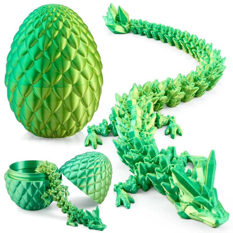 3D Printed Dragon Eggs with 12" Laser Green Dragon Inside