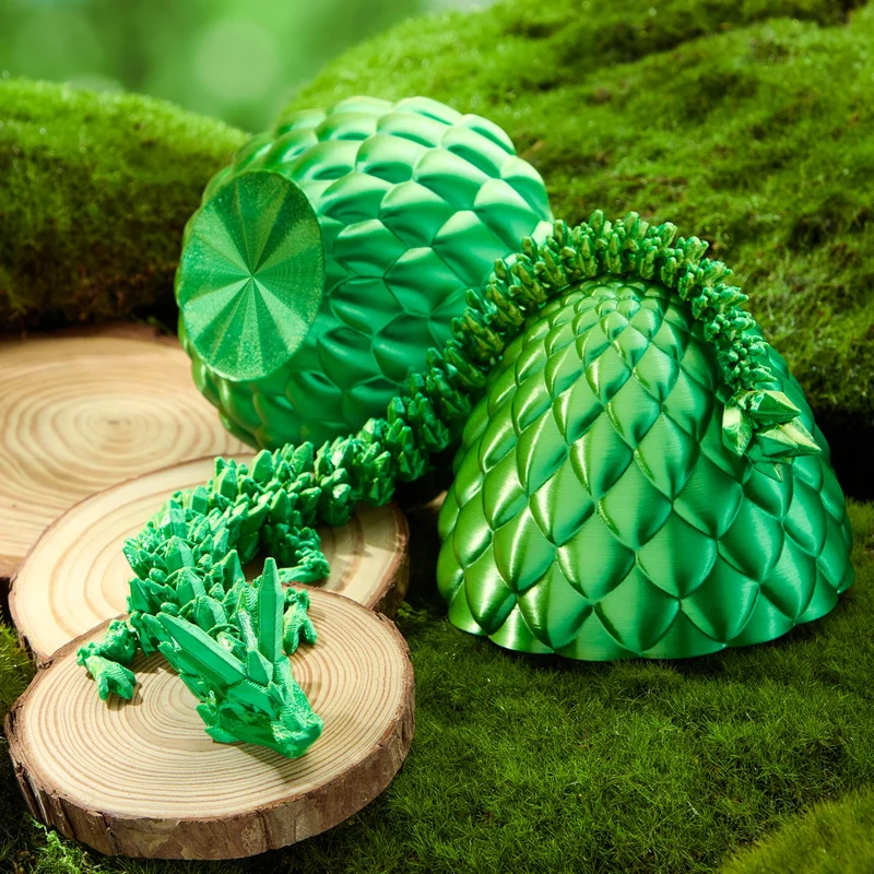 3D Printed Dragon Eggs with 12" Laser Green Dragon Inside