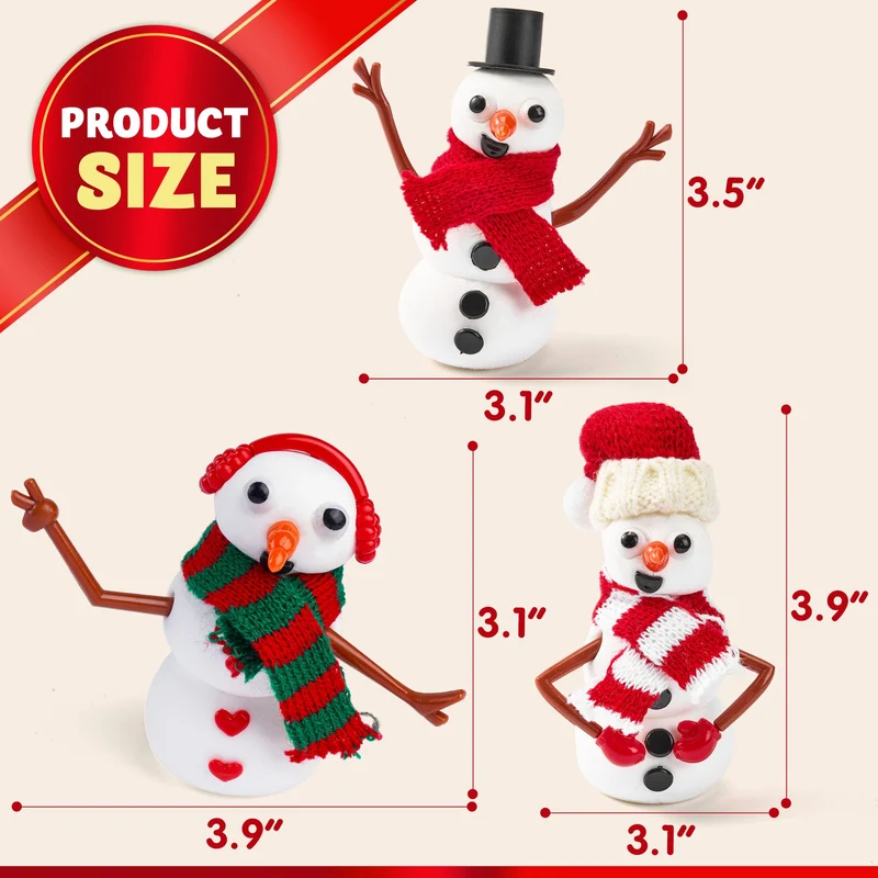 Christmas Build Your Snowman Craft Kit, 24 Pack DIY Snowman Craft Kit