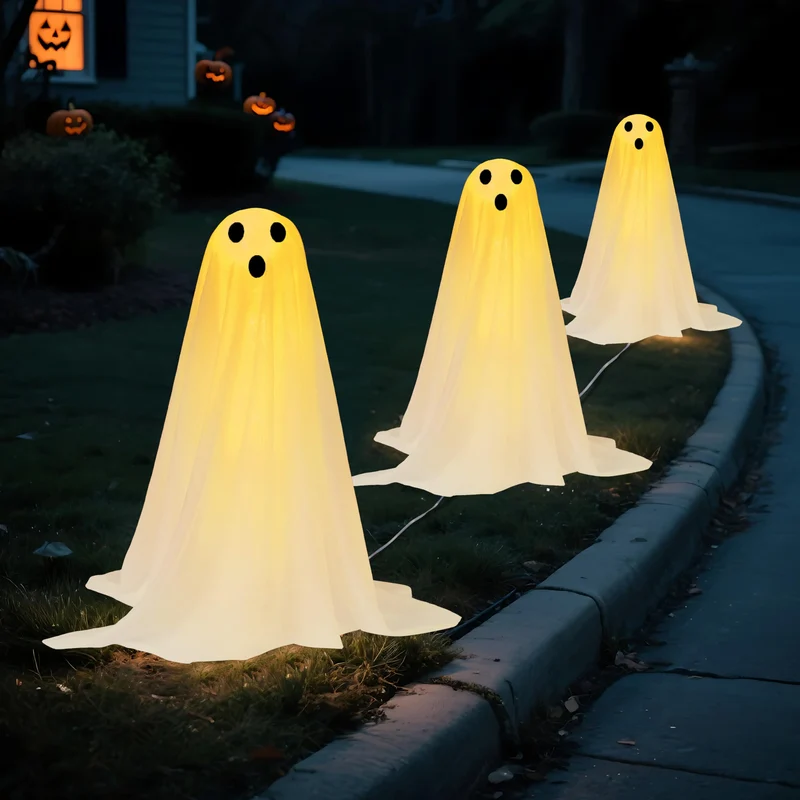 3Pcs Halloween Decorations Outdoor Ghosts Pathway Lights