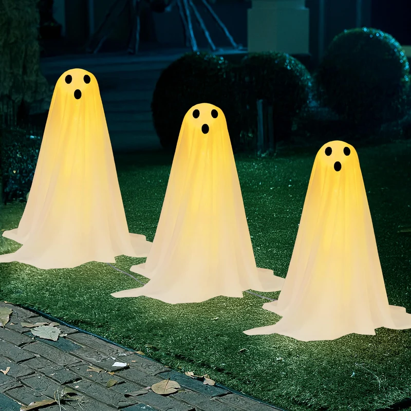 3Pcs Halloween Decorations Outdoor Ghosts Pathway Lights