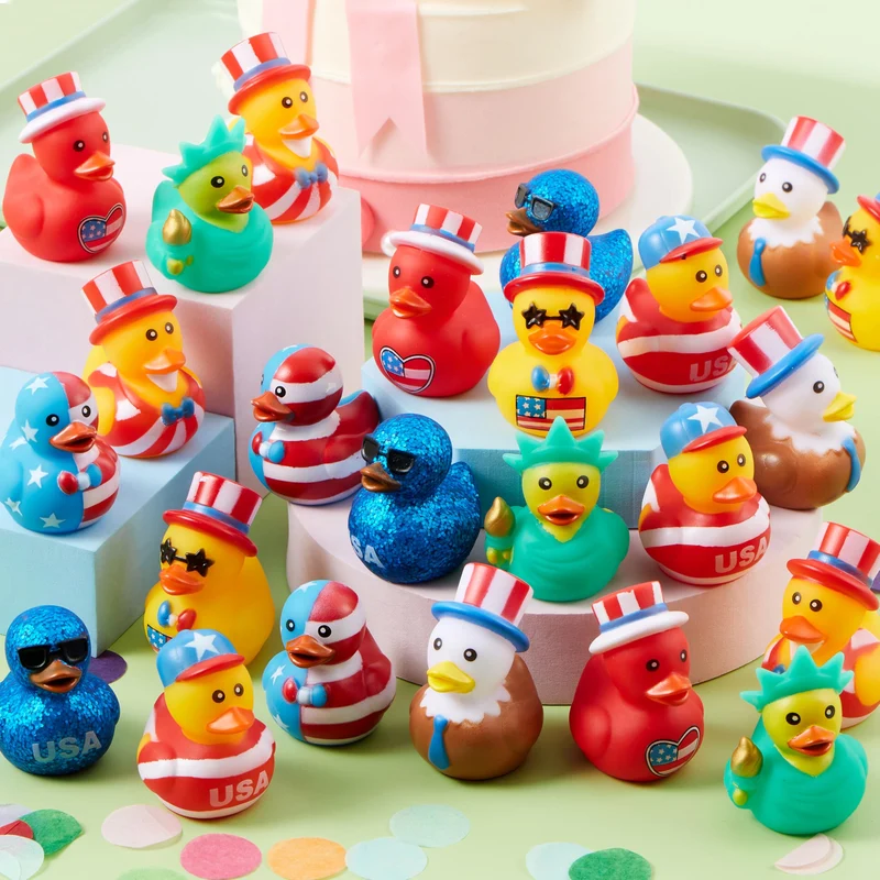JOYIN 24 Pcs Patriotic Rubber Ducks, 2.6" Toys, 8 Designs