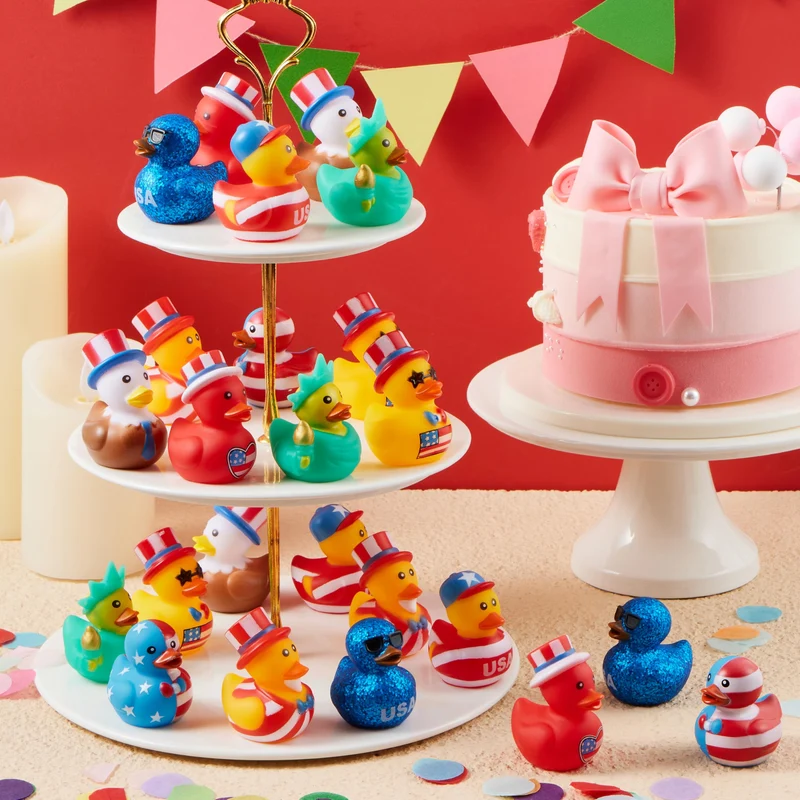 JOYIN 24 Pcs Patriotic Rubber Ducks, 2.6" Toys, 8 Designs