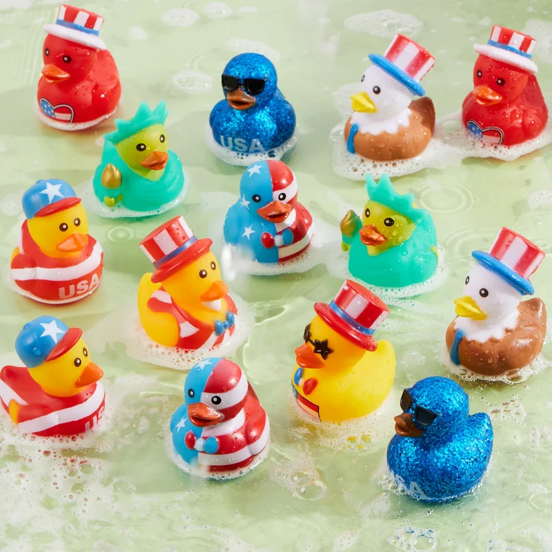 JOYIN 24 Pcs Patriotic Rubber Ducks, 2.6" Toys, 8 Designs