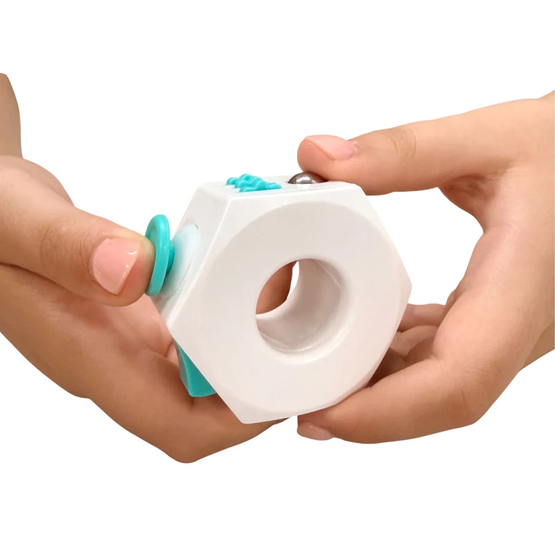 Teal and White Plastic Fidget Cube Ring