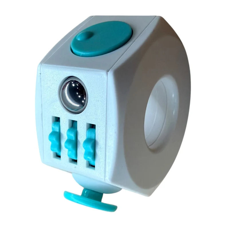Teal and White Plastic Fidget Cube Ring