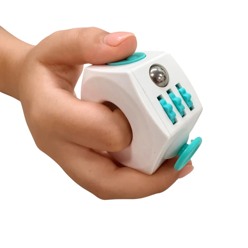 Teal and White Plastic Fidget Cube Ring
