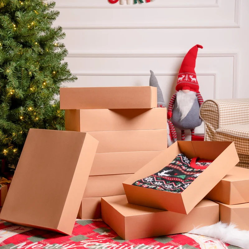 12PCS 17" x 13" x 4" Christmas Large Gift Boxes with Lids for Presents