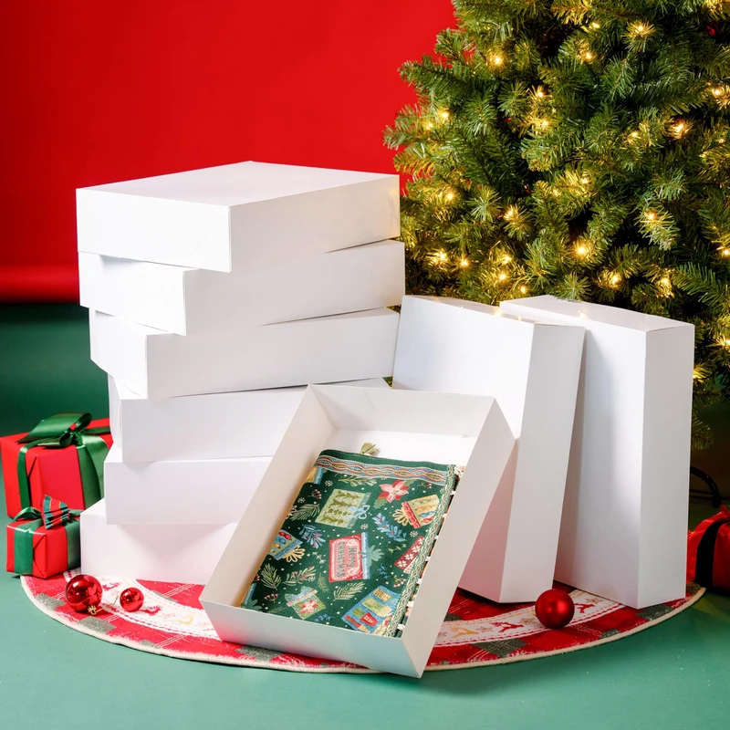 12PCS 17" x 13" x 4" Christmas Large Gift Boxes with Lids for Presents