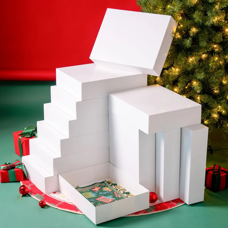 12PCS 17" x 13" x 4" Christmas Large Gift Boxes with Lids for Presents