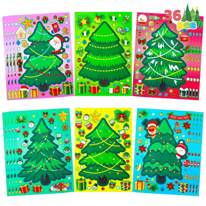 36 Pcs Christmas Tree Stickers Make Your Own Xmas Stocking Stuffers