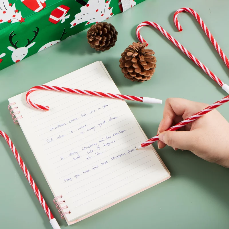 24 Pcs Christmas Candy Cane Ball Point Pens for Kids Gift