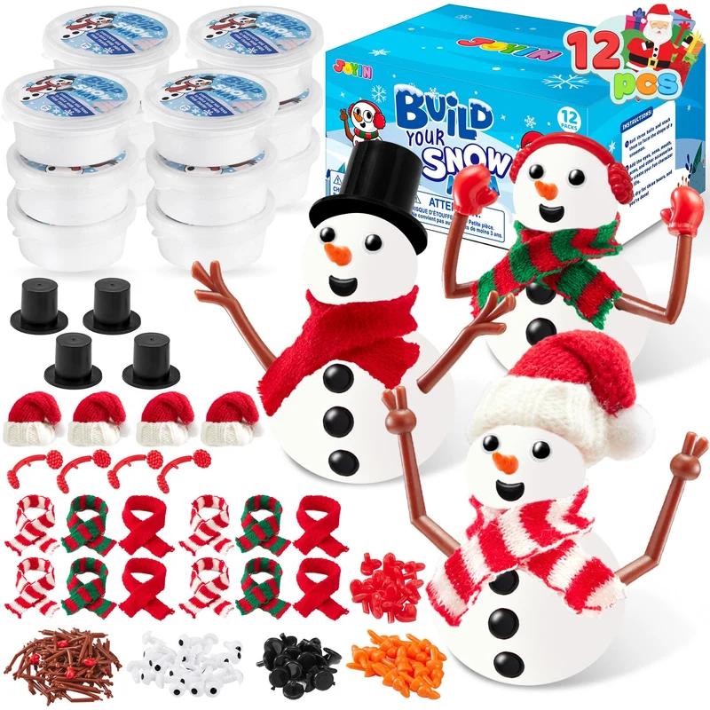 Christmas Build Your Snowman Craft Kit, 12 Pack DIY Snowman Craft Kit