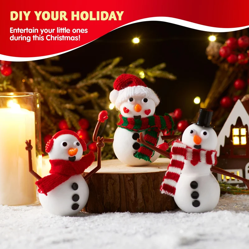 Christmas Build Your Snowman Craft Kit, 12 Pack DIY Snowman Craft Kit