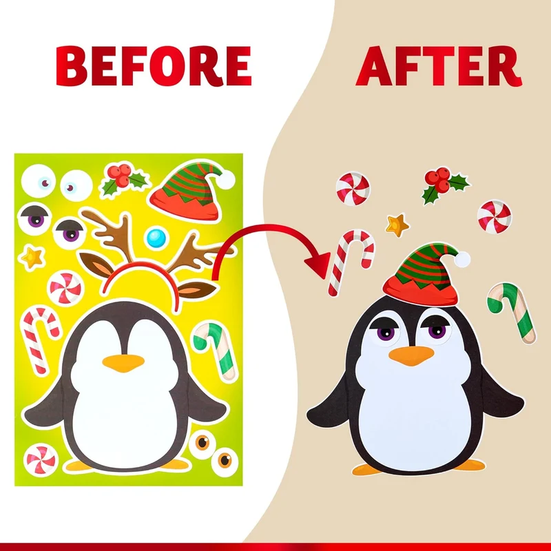 64 Pcs Christmas Make-a-face Stickers, Christmas Crafts for Kids