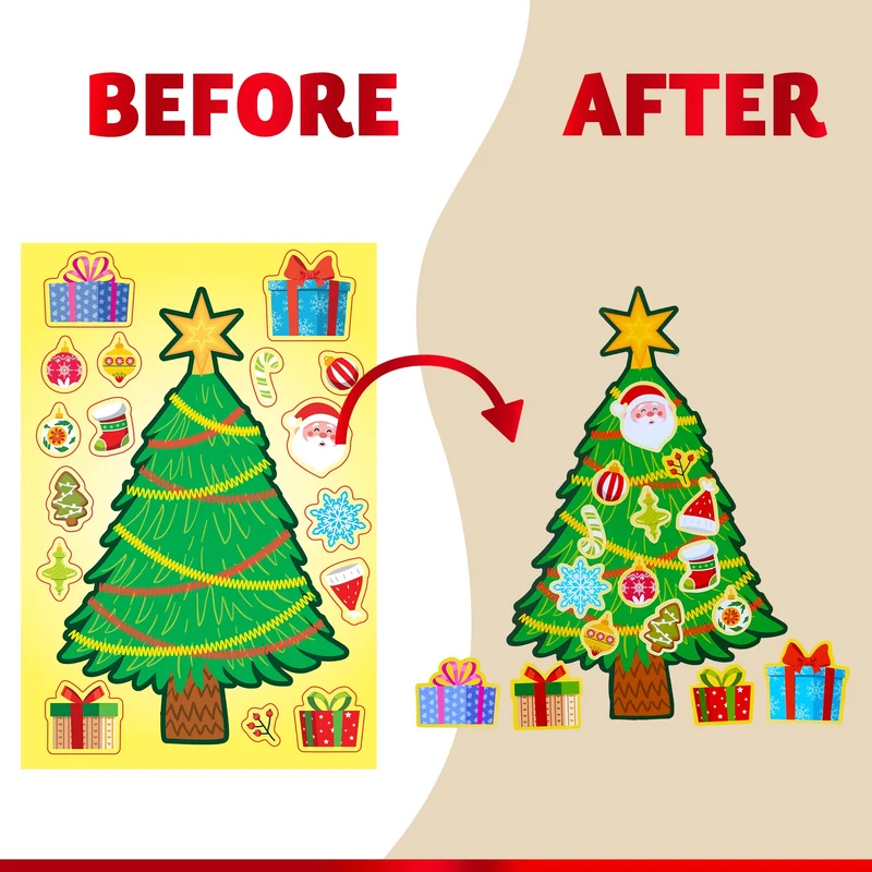 48 Pcs Christmas Sticker Sheets, Christmas Craft Supplies for Kids